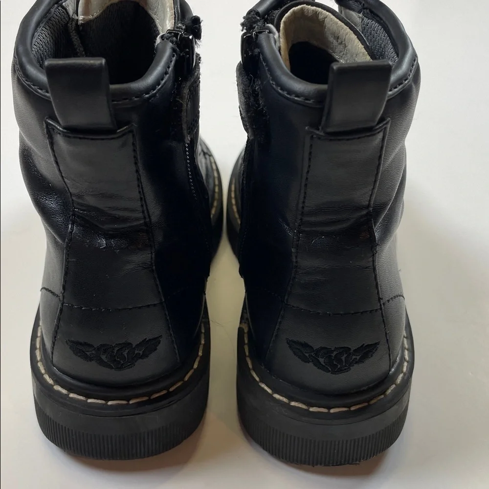 Lelli Kelly Black Combat Boots Chain Detail EU 32 US Youth 1/Girls 1-1.5 Leather